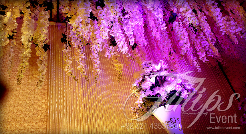 Plum Gold walima stage event setup planner in Pakistan